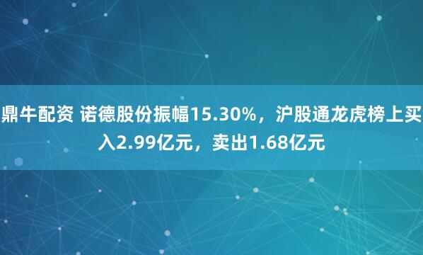 鼎牛配资 诺德股份振幅15.30%，沪股通龙虎榜上买入2.99亿元，卖出1.68亿元